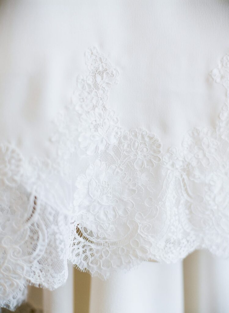 Lace from a wedding gown. a color image.