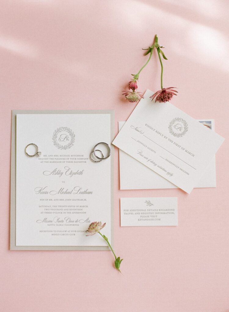 Aesthetic wedding card design with confirmation form and more details.