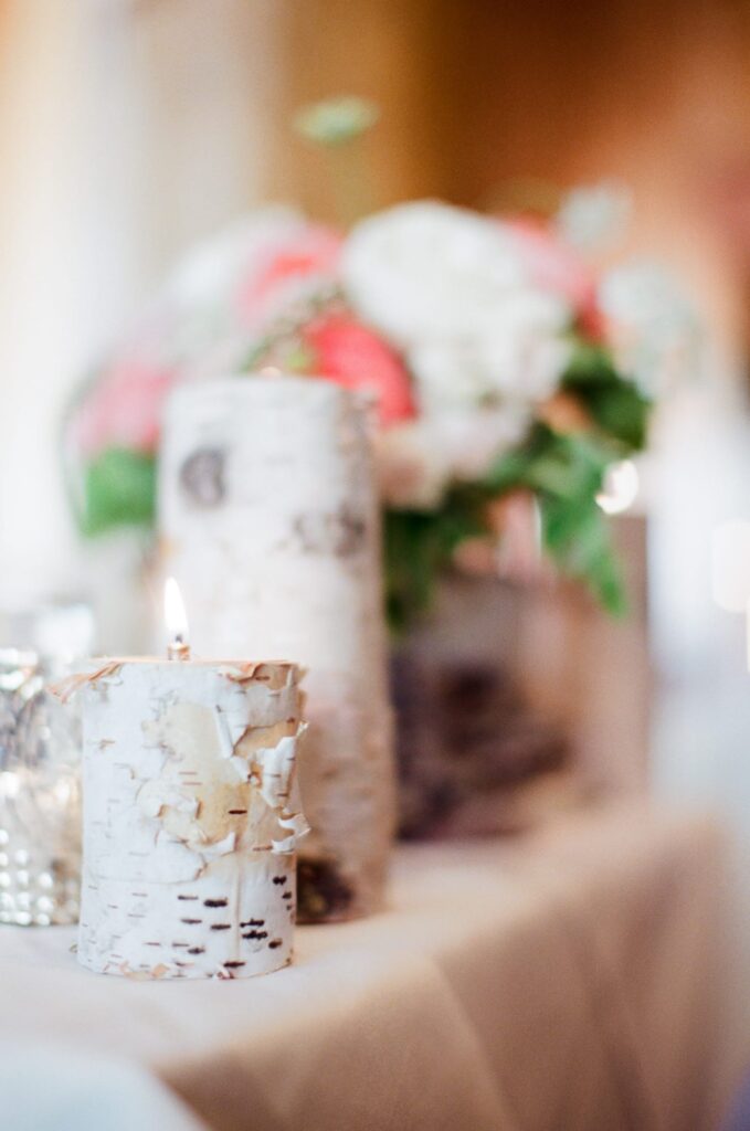 Wedding candles on display during a wedding ceremony in Park City, Utah.