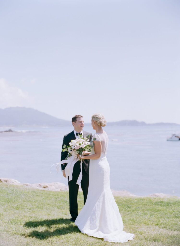 Pebble Beach Wedding Photography by Robin Jolin with the Pacific Ocean in the backdrop.