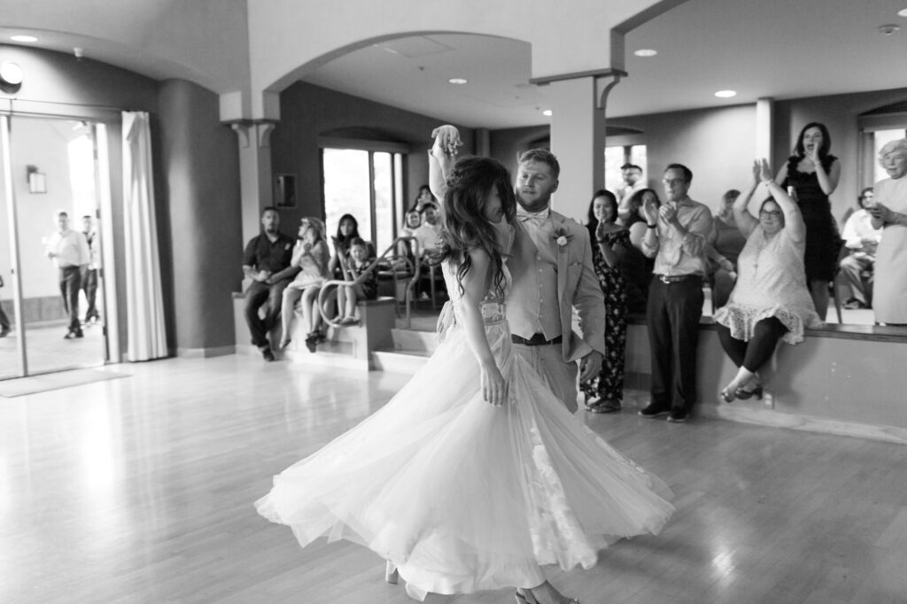 Amos and Jillian perform a couple dance after their Healdsburg Wedding.