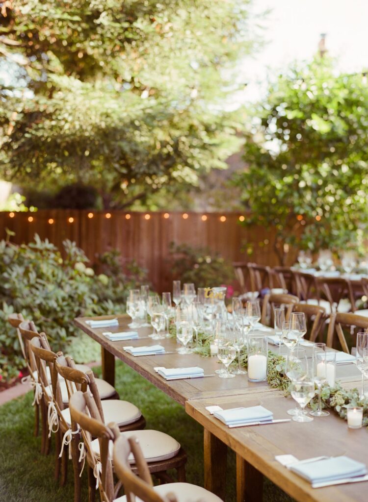 Piedmont wedding reception party table arrangements.