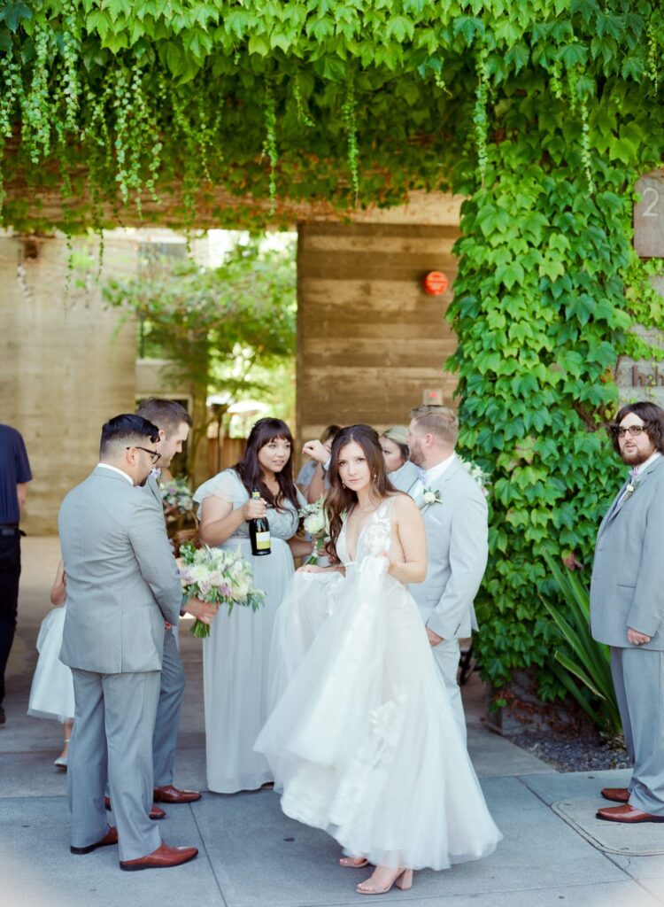 Final wedding preparations at Healdsburg wedding.