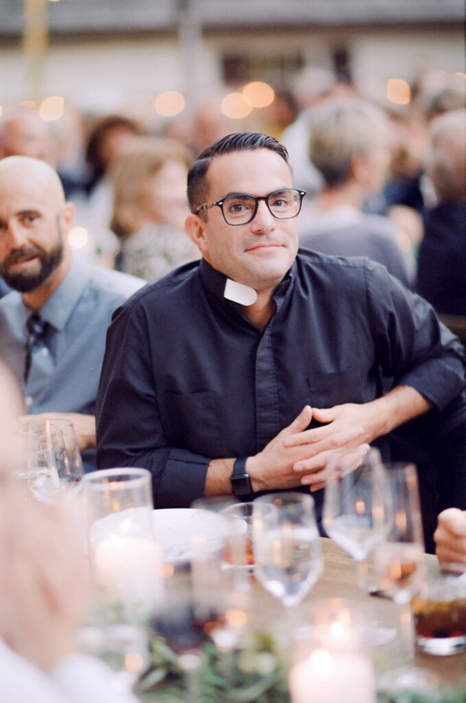 Male guests at a Piedmont wedding reception party.