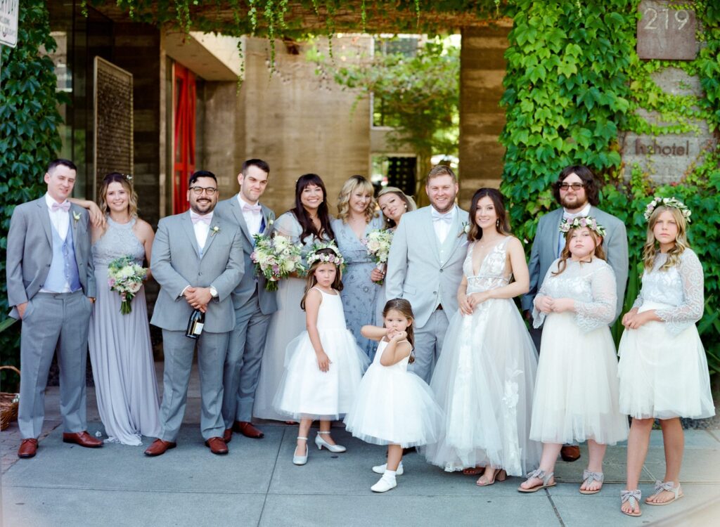 Entire attending family of the bride and groom photographed by Robin Jolin.