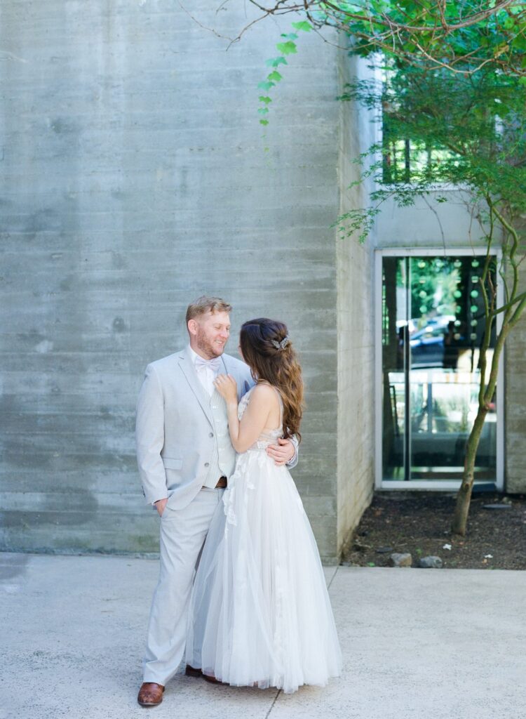 Bride with her newly-married husband.