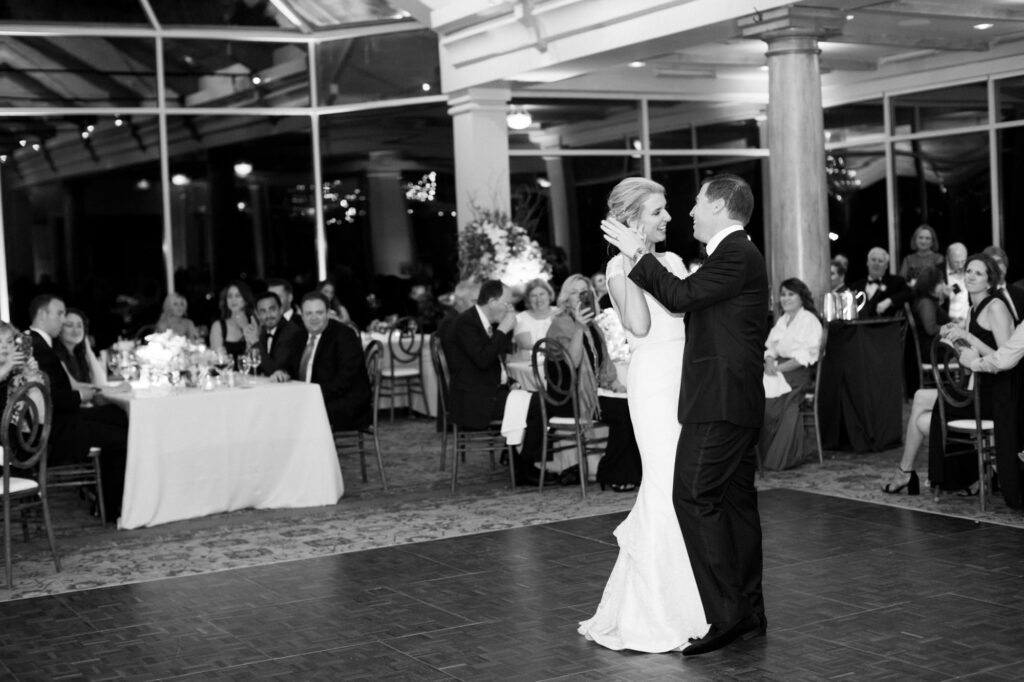 Newlyweds dance at their wedding afterparty.