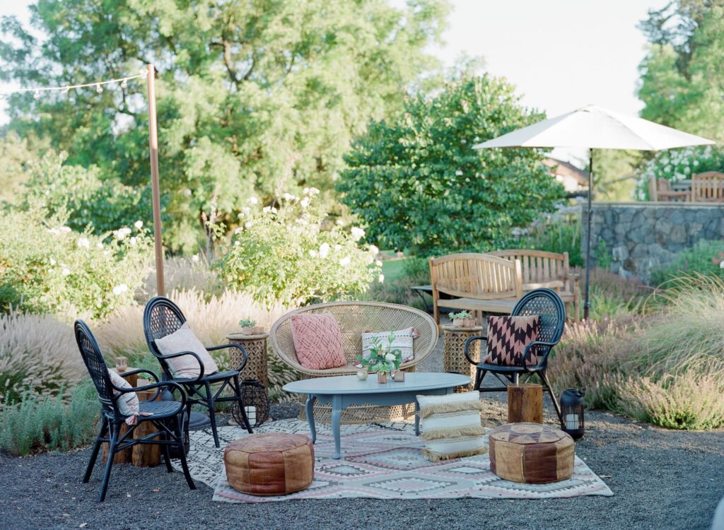 Comfortable outdoor furniture arrangement.