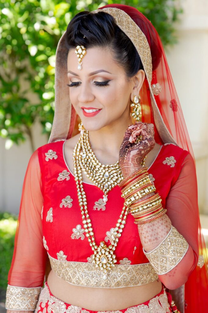 Red Indian Lehenga for the wedding bride.