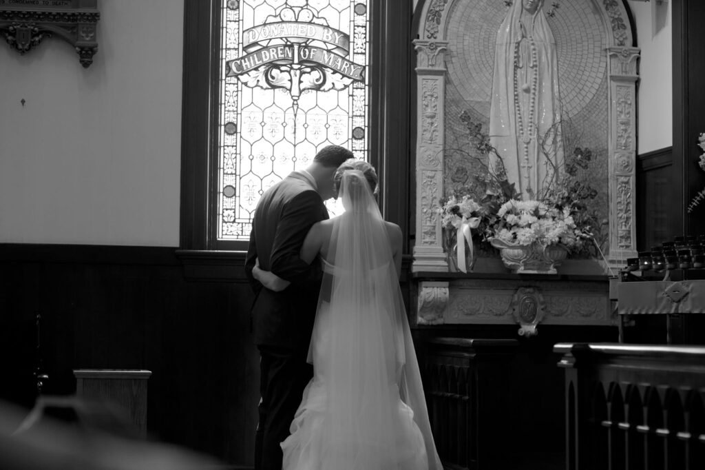 Romantic wedding photography of the newly married couple.