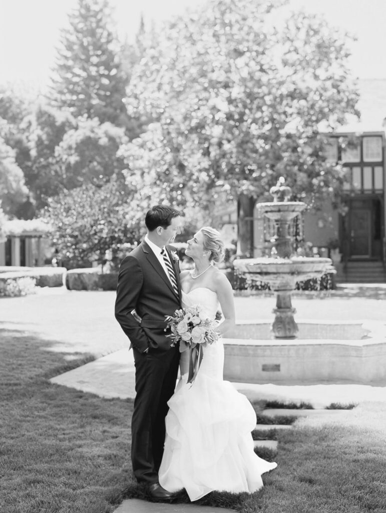 Wedding photographer Robin Jolin captures a tender moment between a bride and groom on their wedding day.