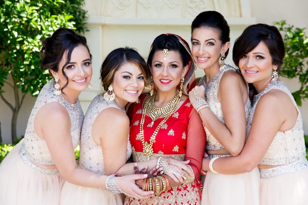 Bride with her bridesmaids.