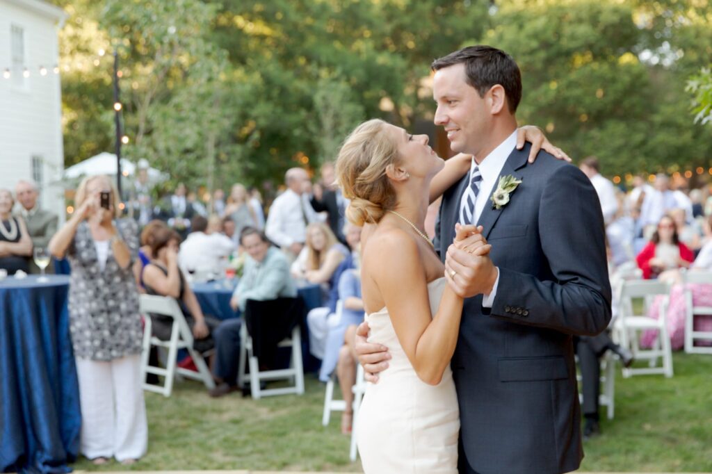 Backyard wedding reception party photography by Robin Jolin.