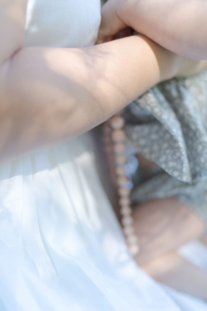 Close-up of a woman holding her baby.