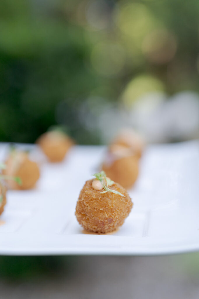 Appetizing cuisines placed on a white plate.