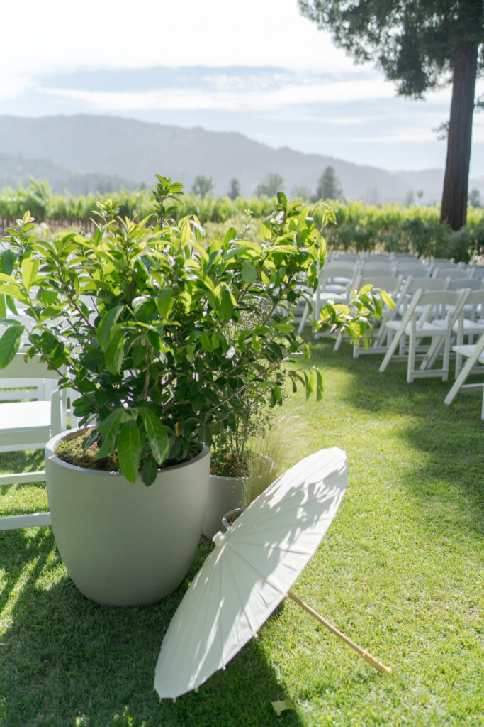 Aesthetic umbrella at the wedding officiation ceremony venue.