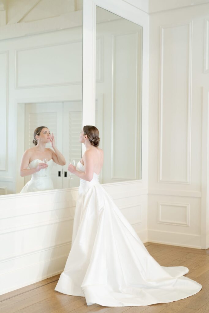 Beautiful bride in a sophisticated wedding gown.