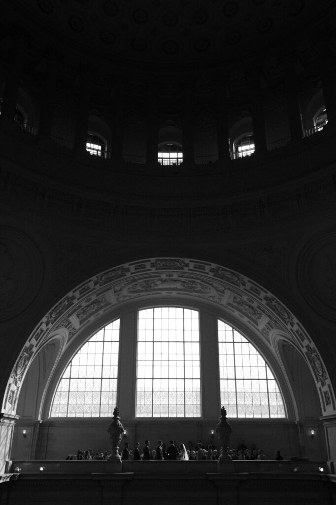 Wedding pronounciation inside the halls of San Francisco City Hall.