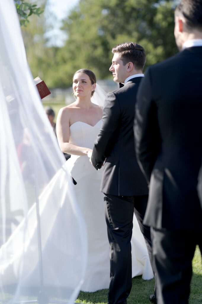 Outdoor wedding officiation ceremony at Menlo Circus Club.