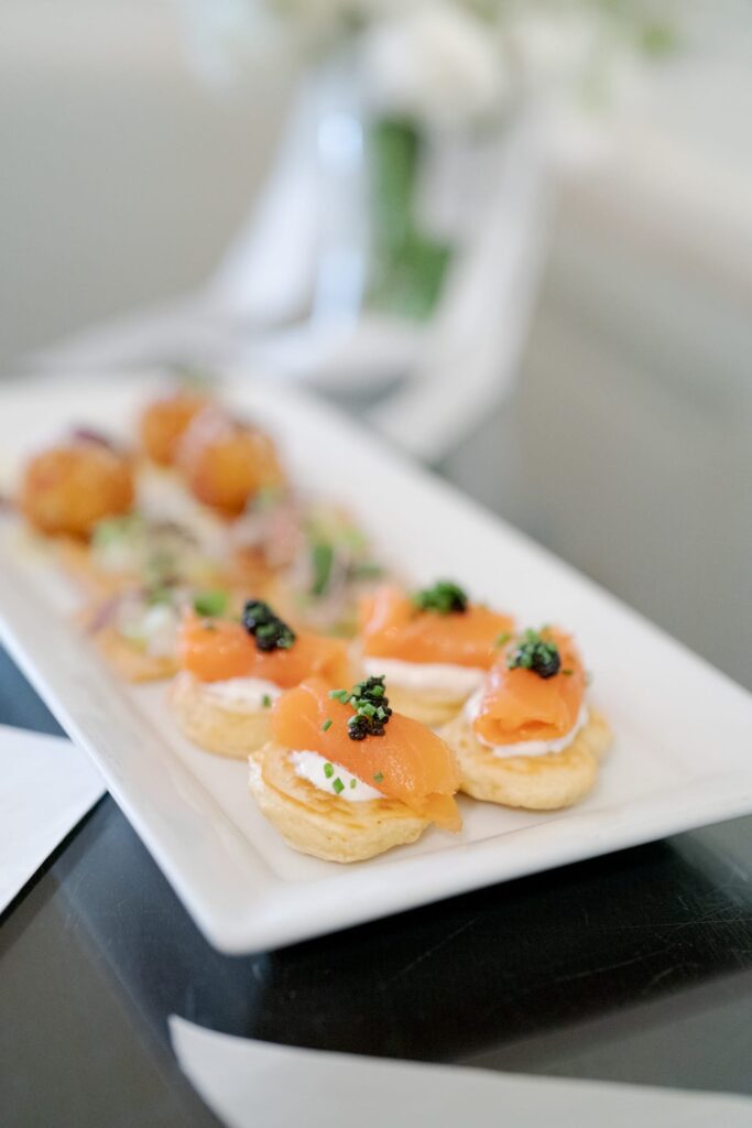 Appetizers for a wedding cocktail hour.