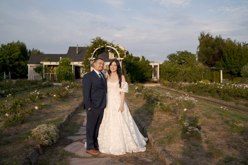 Bride and groom together click a photo together after their official reunion.