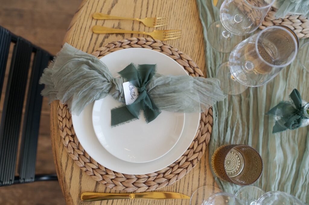 Vintage-style dining arrangement at Hot Lake Resort.